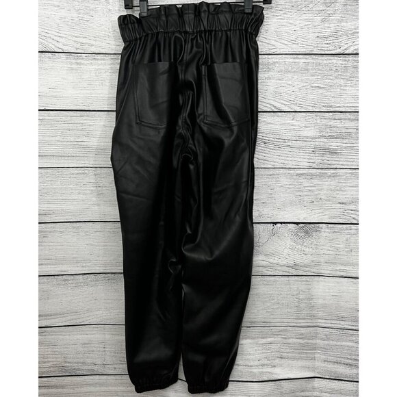 Vintage Havana High-Waisted Black Faux Leather Joggers Size L - Picture 4 of 4